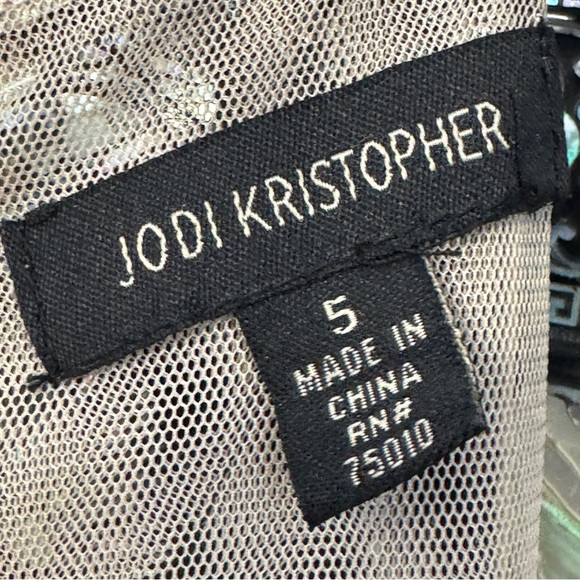 Jodi Kristopher Black Nude Lace Dress Sz 5 Fit & Flare Halter Skater - Picture 4 of 7